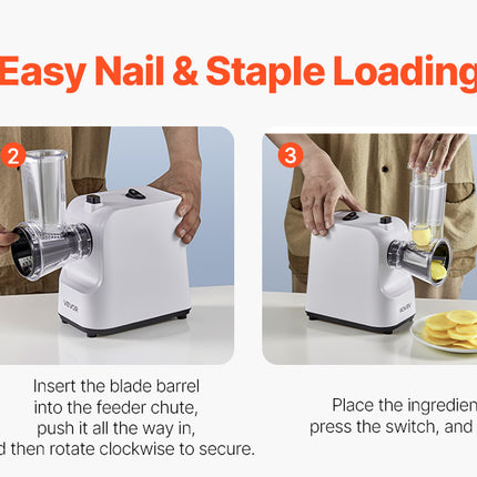 SucceBuy Electric Cheese and Salad Grater 200W, Electric Vegetable and Fruit Chopper with 5 Accessories